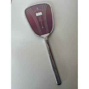 Vintage Art Deco Golden Wheel Hand Mirror 1930s Mauve Lavender Vanity Mirror 13"